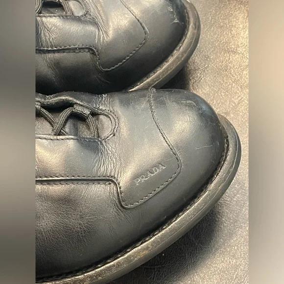 RARE Authentic Prada SS2000 leather men lace up boots shoes Sz 9 US 10 Y2K vtg - Picture 10 of 10